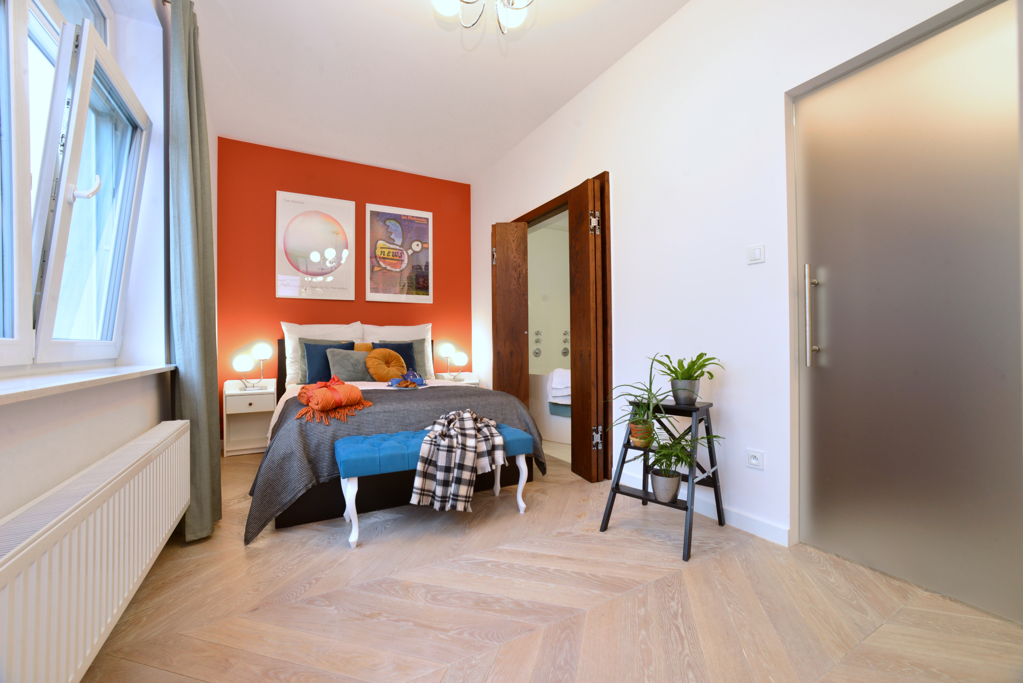 A photo of a lush bedroom interior